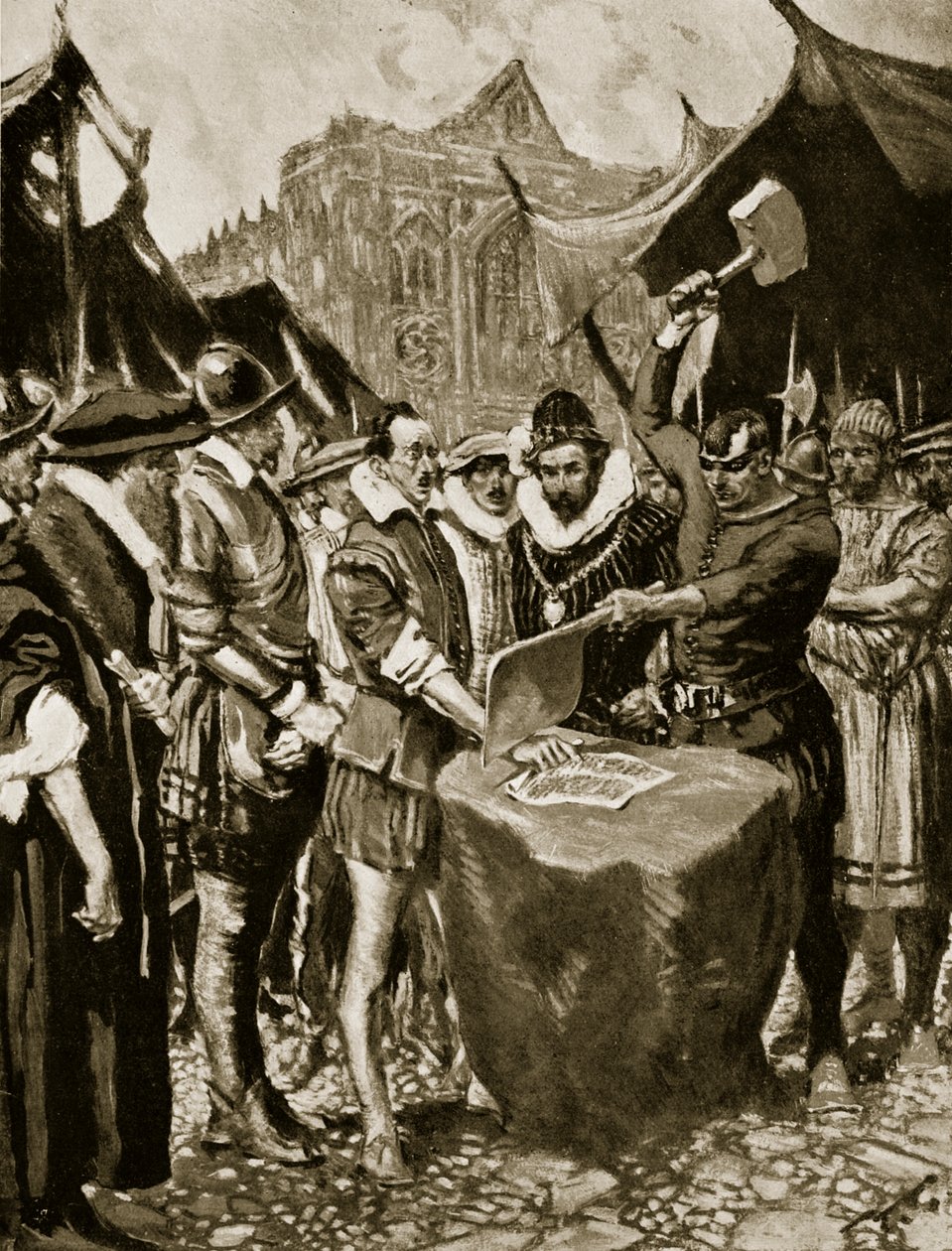 Stubbs har sin hand avskuren, 1521, illustration från 