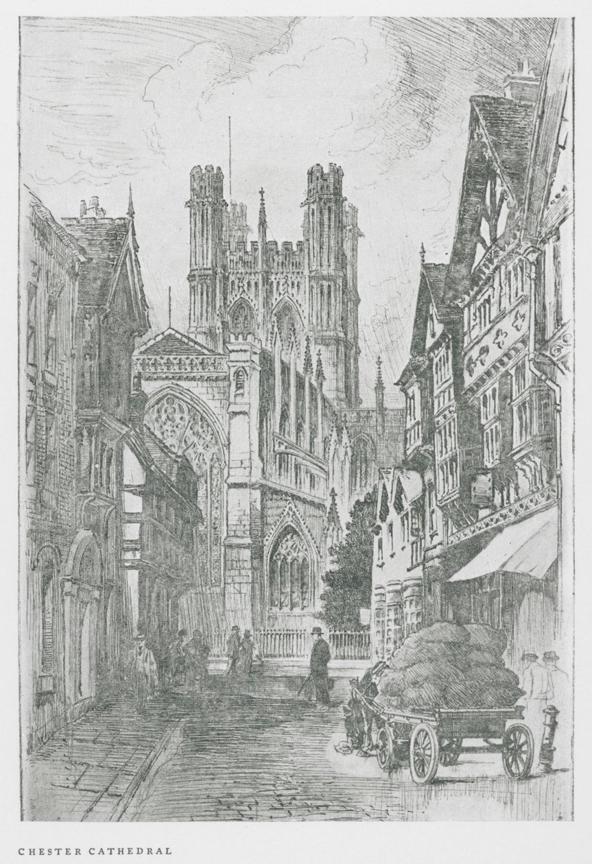 Katedralen i Chester (litografi) av Frank Greenwood