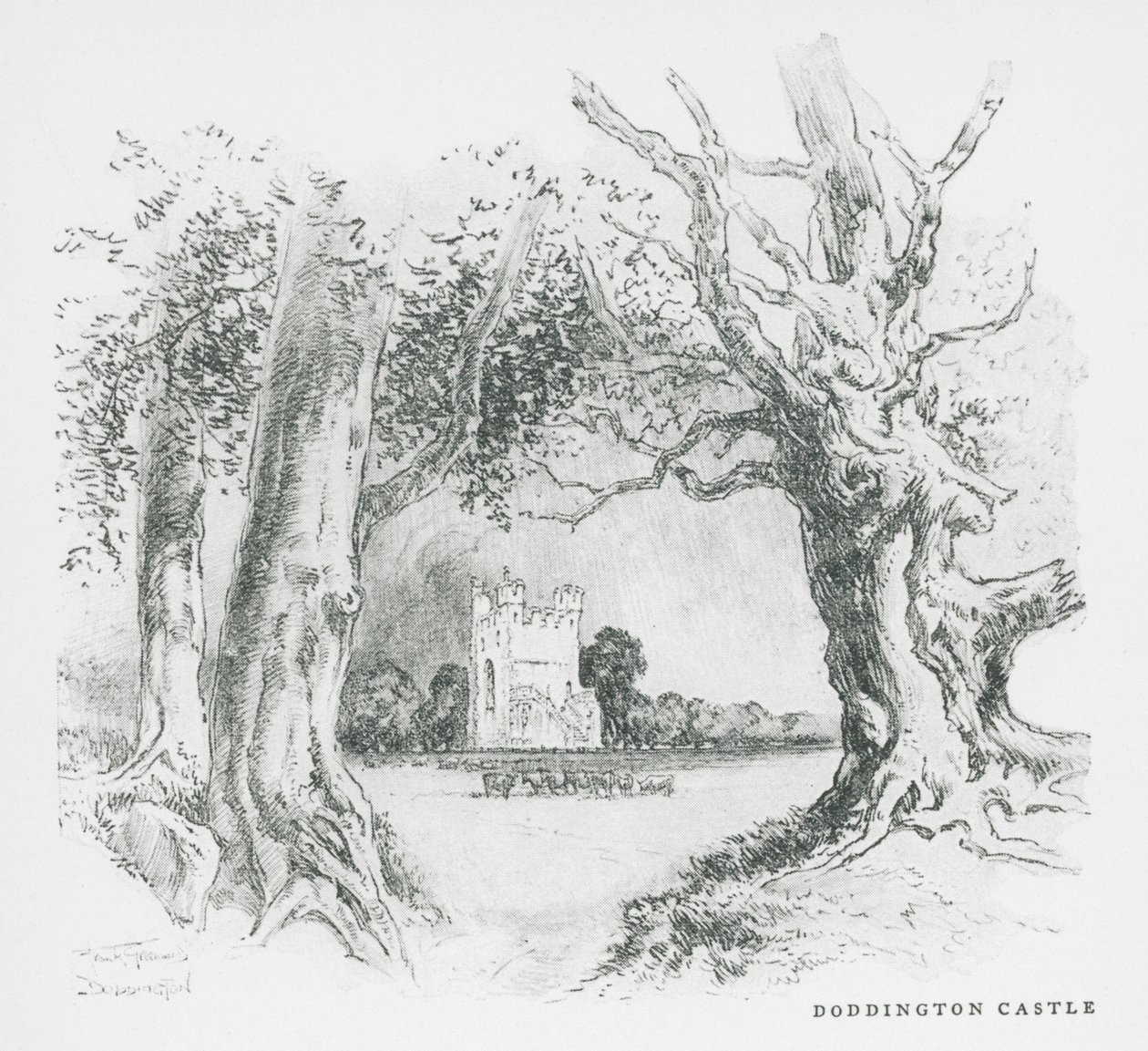 Doddington Castle (litografi) av Frank Greenwood