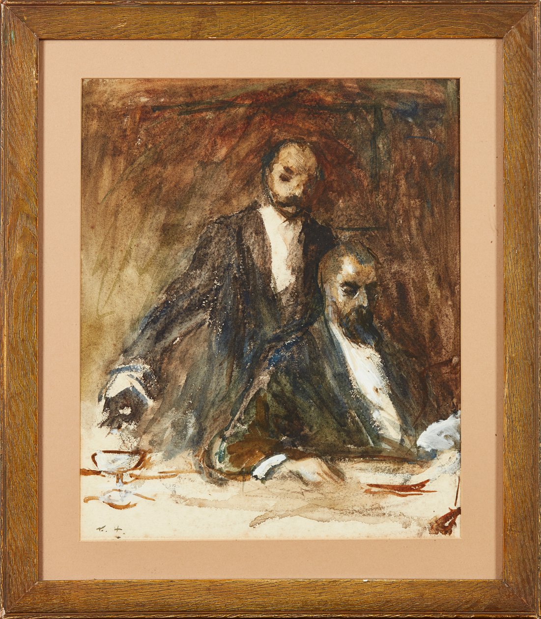 Ännu ett glas, sir? (vattenfärg) av Frank Holl