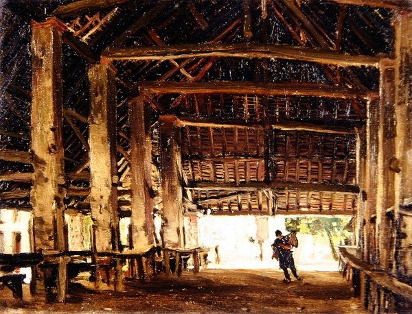 Den stora ladan, Larchant (olja ombord) av Frank Lewis Emanuel