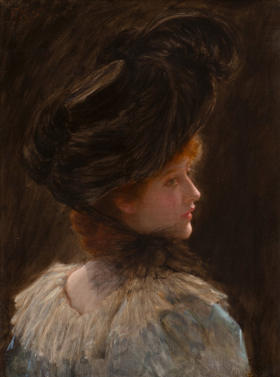 En tillfällig blick (olja på duk) av Frank Markham Skipworth
