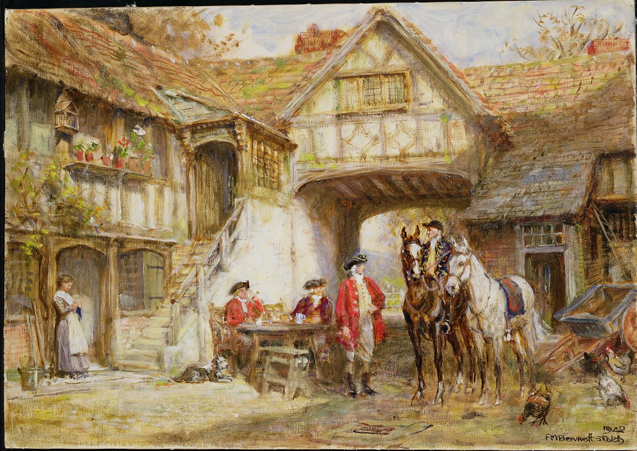 Wayside Inn (oljeskiss) av Frank Moss Bennett
