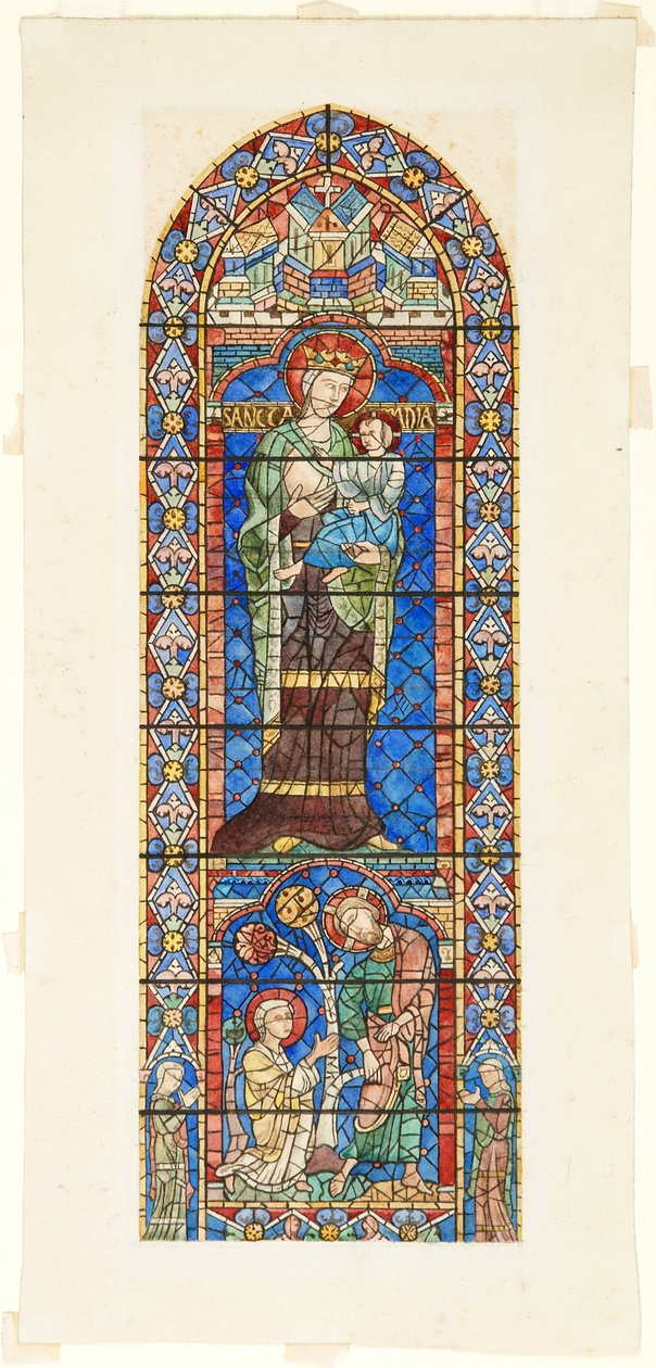 Studie av målat glas, North Clerestory of Nave, Chartres Cathedral, Frankrike av Frank Randal