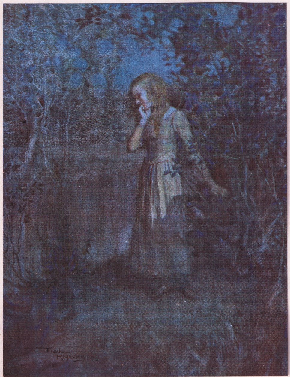 Ljuset hade övergått i mörker och kvällen fördjupades till natt, ca 1920 (färglitografi) av Frank Reynolds