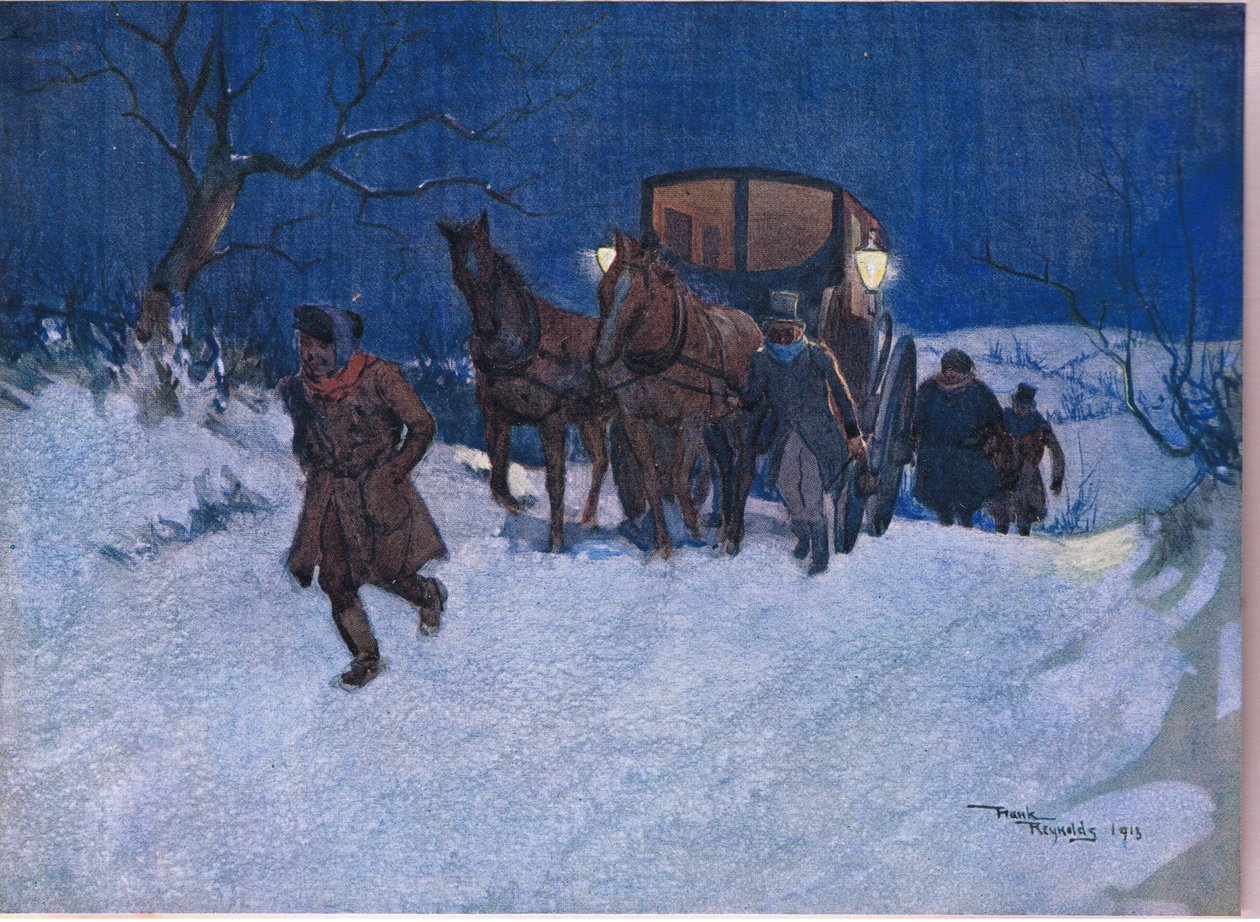 Nära resans slut, ca 1920 (färglitografi) av Frank Reynolds