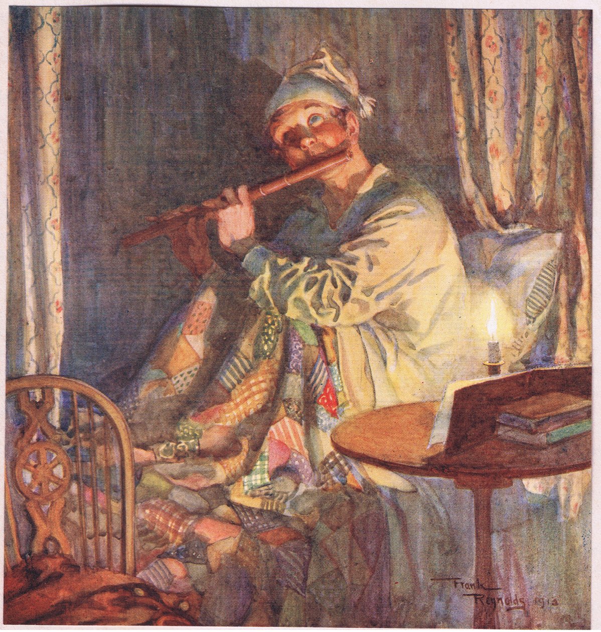 Luften var "Bort med melankolin.", ca 1920 (färglitografi) av Frank Reynolds