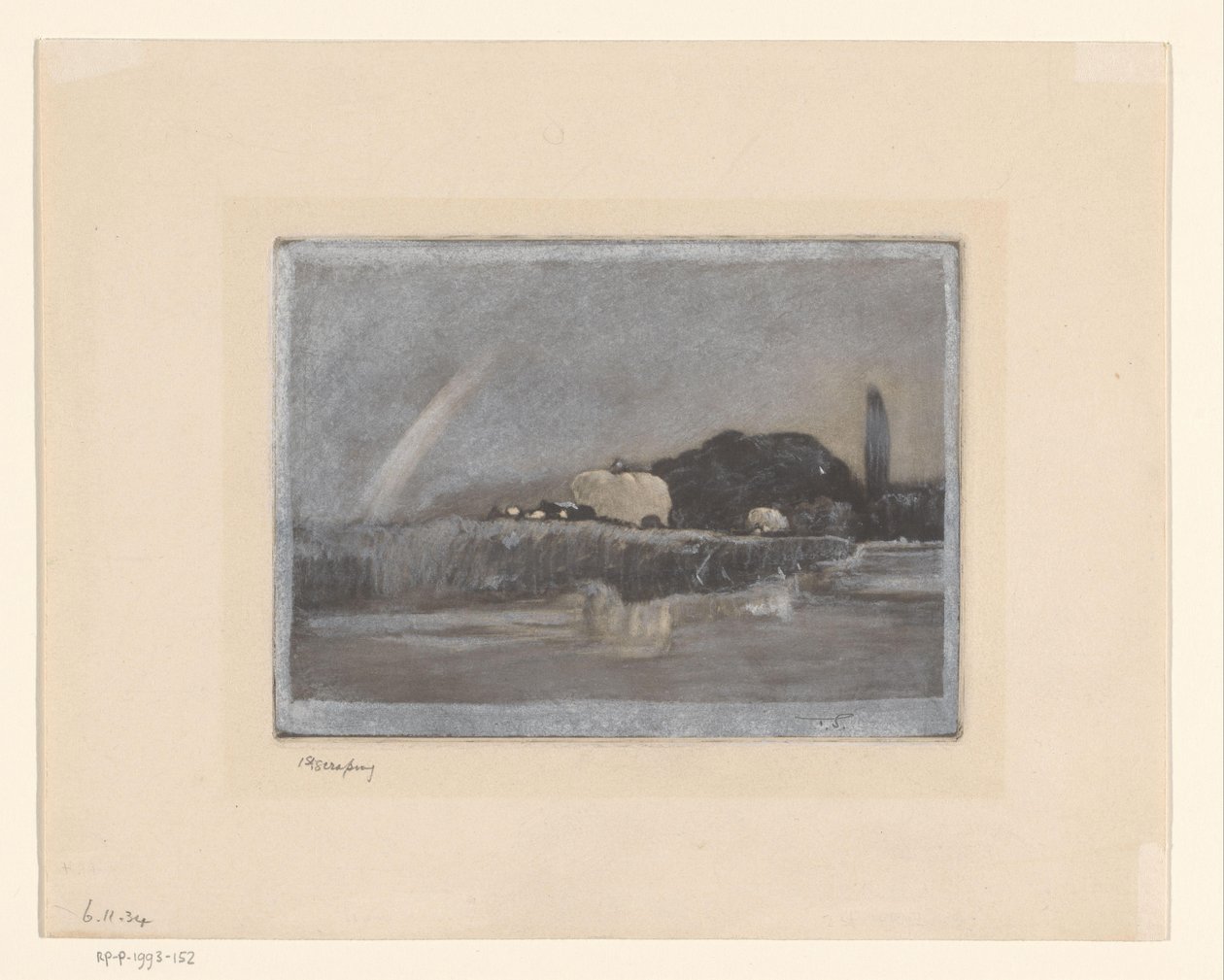 Balar med hö på vagnar på Themsen Höslagning på Themsen nära Wargrave av Frank Short (signed by artist)