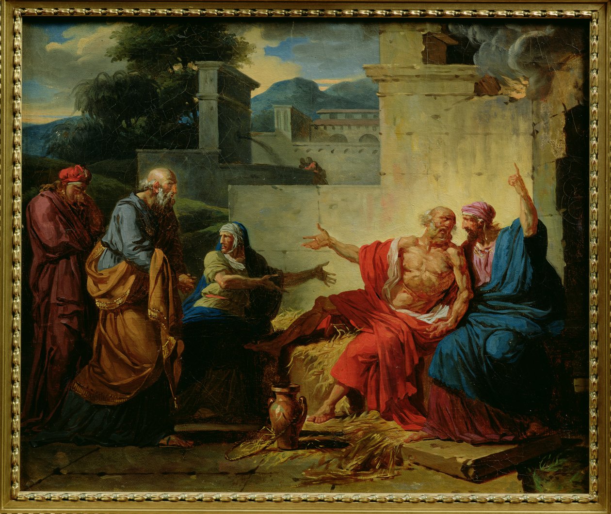 Job som skälldes ut av sin fru, c.1790 av François André Vincent