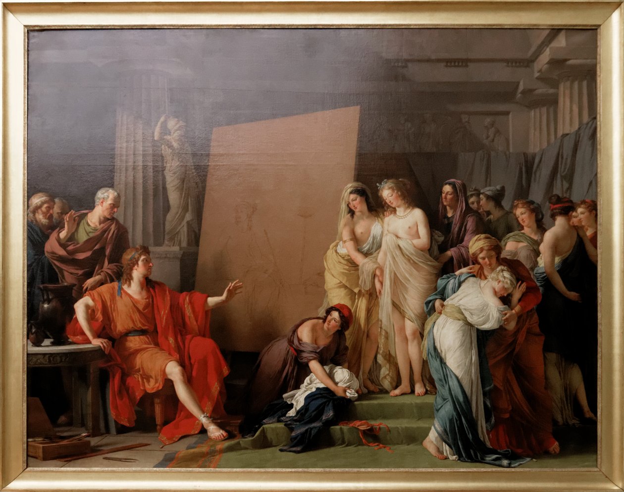 Zeuxis väljer modeller från Croton vackra kvinnor av François André Vincent