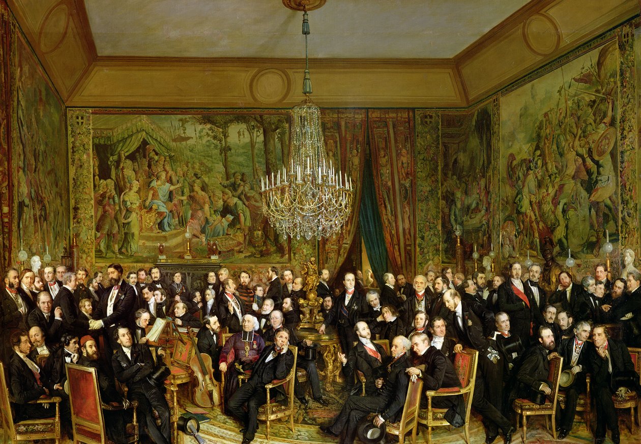 Alfred Emiliens salong, Comte de Nieuwerkerke (1811-92) vid Louvren, 1855 av François Auguste Biard
