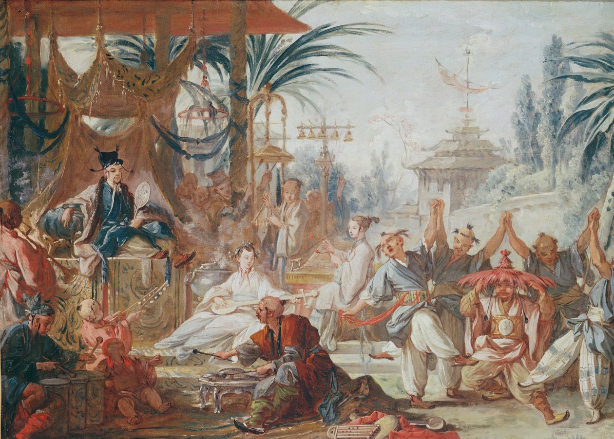 Chinoiserie: Danse Chinoise (förberedande studie för en gobeläng), c.1742 av François Boucher