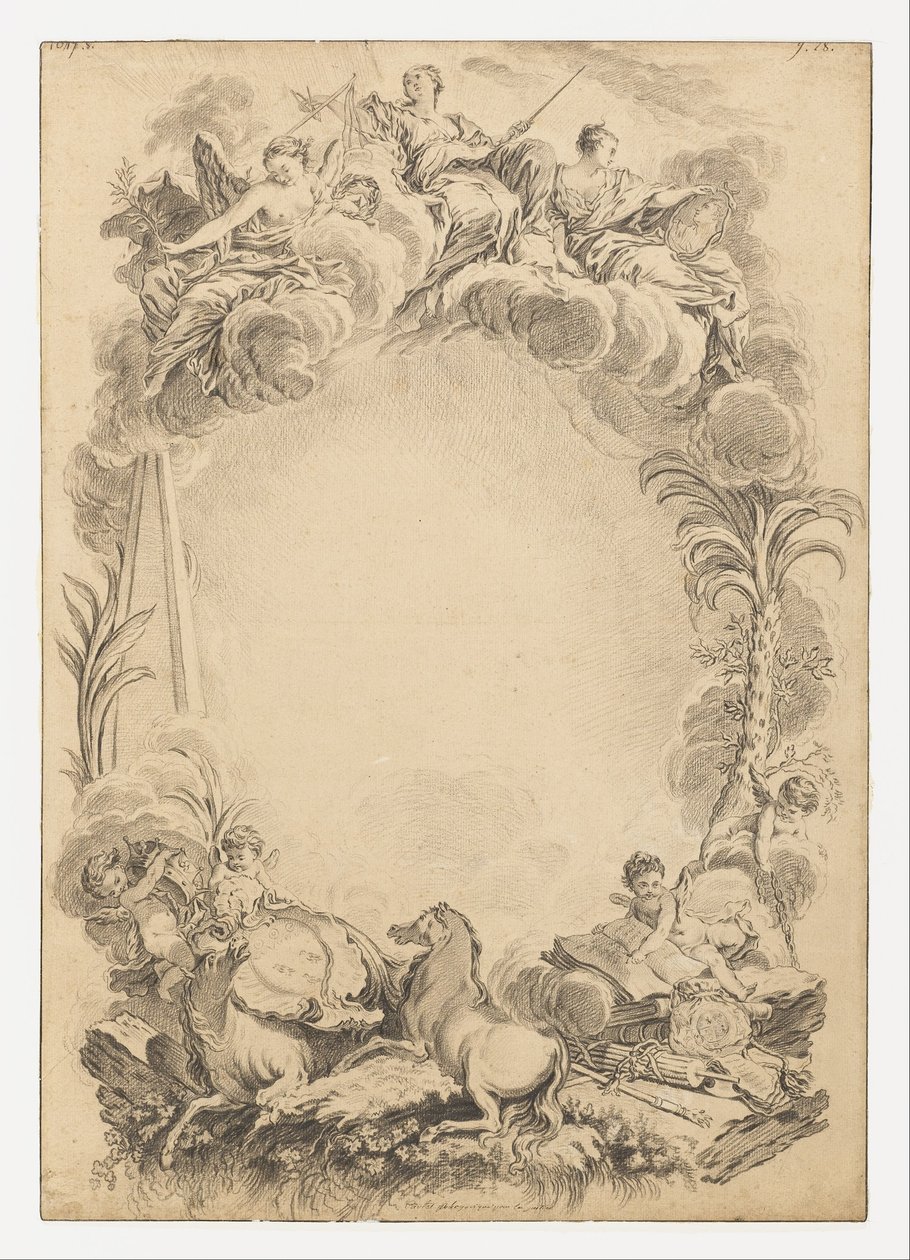 Design for an Escutcheon in Honor of William Earl Cowper av François Boucher