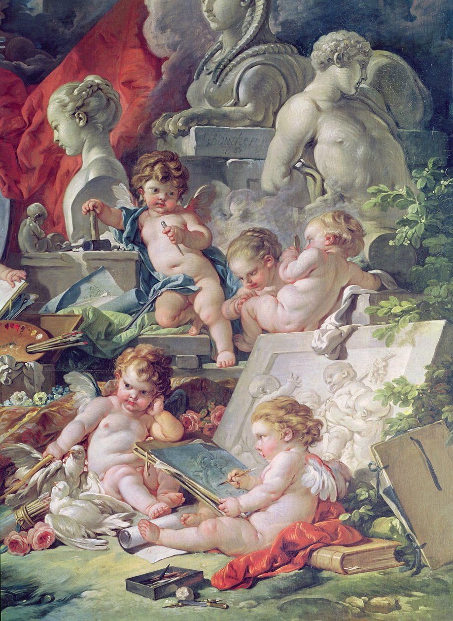 Genius Teaching the Arts, 1761 (detaljer) av François Boucher