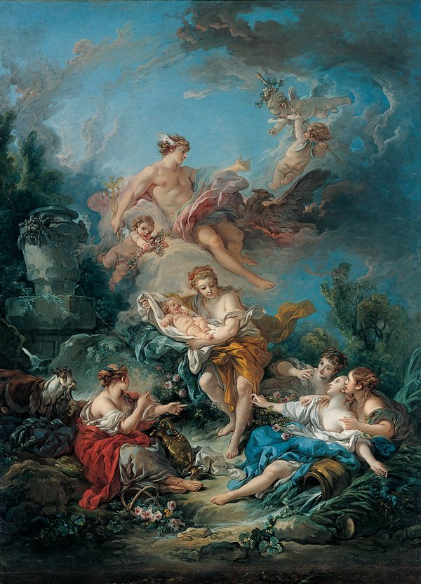 Kimbell Mercury Confiding the Infant Bacchus to the Nymphs of Nysa av François Boucher