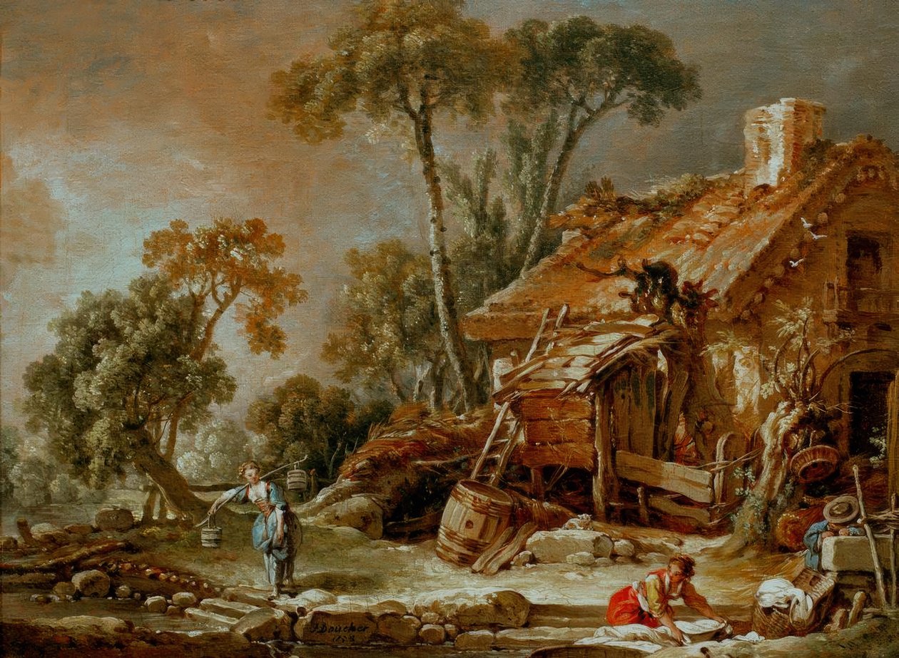 Landskap med bondgård av François Boucher