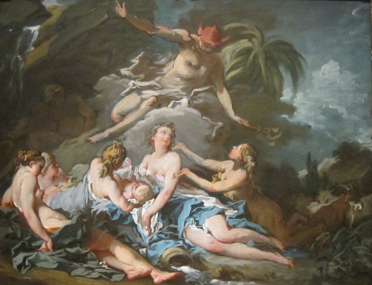 Mercury Entrusting the Infant Bacchus to the Nymphs of Nysa av François Boucher