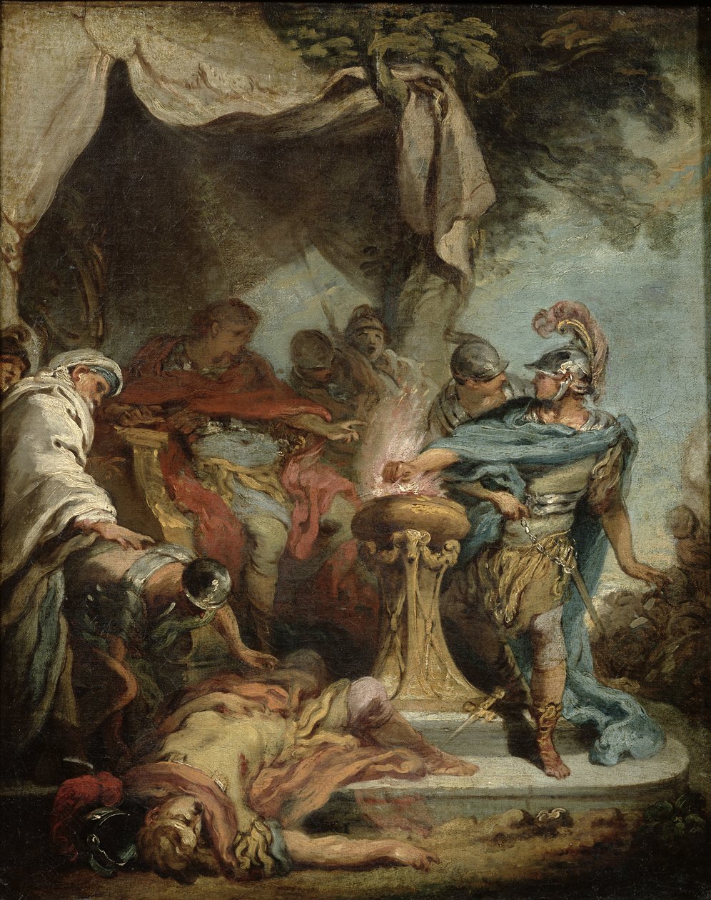 Mucius Scaevola før Porsenna swed av François Boucher