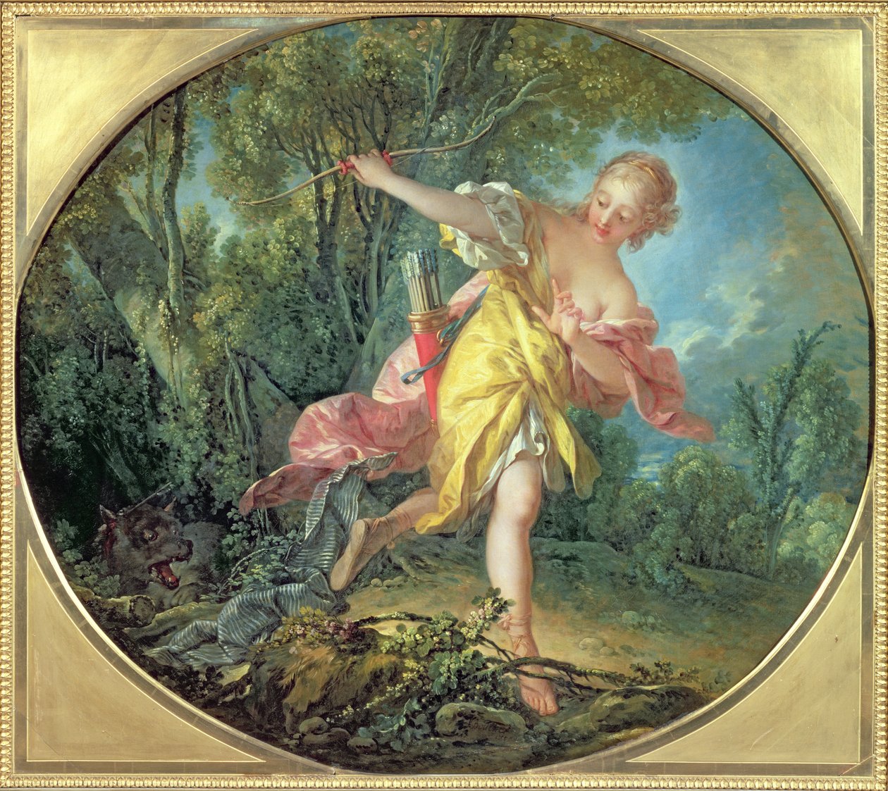 Rhea Sylvia flyr från vargen, 1756 av François Boucher