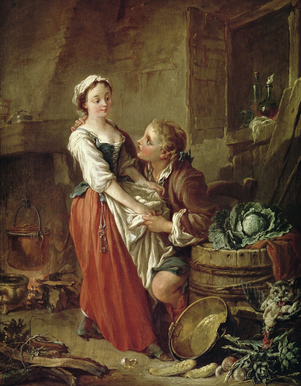 Den vackra köksbiträdet av François Boucher