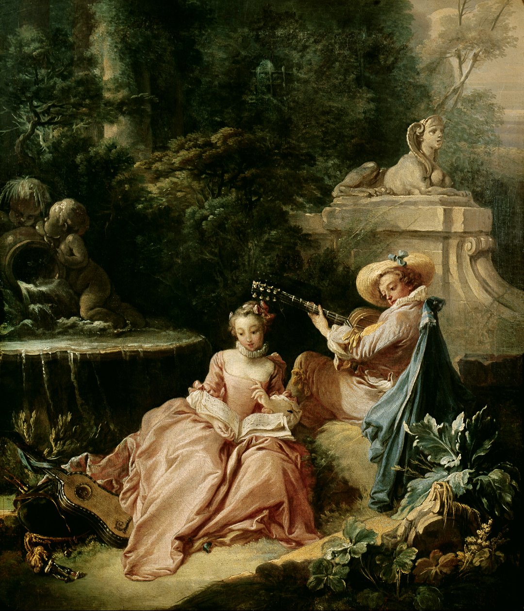 Musiklektionen, 1749 av François Boucher