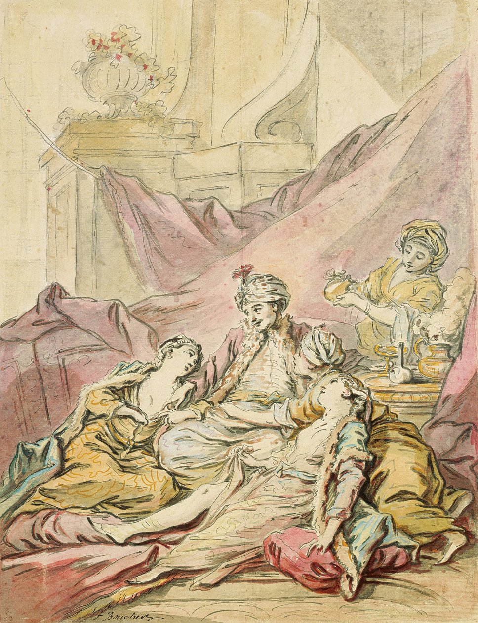 The Pasha in His Harem, c. 1735-1739 av François Boucher