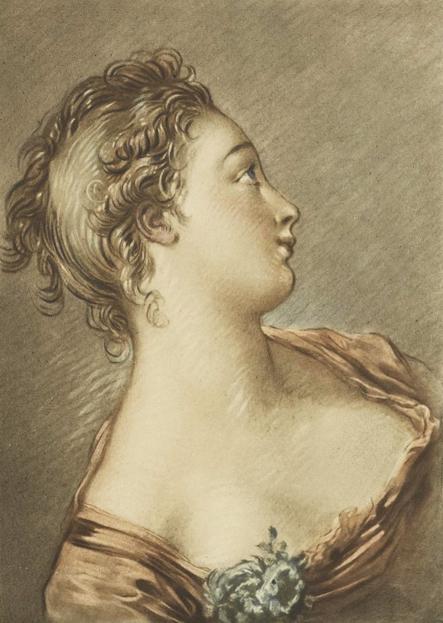 Tête de femme av François Boucher