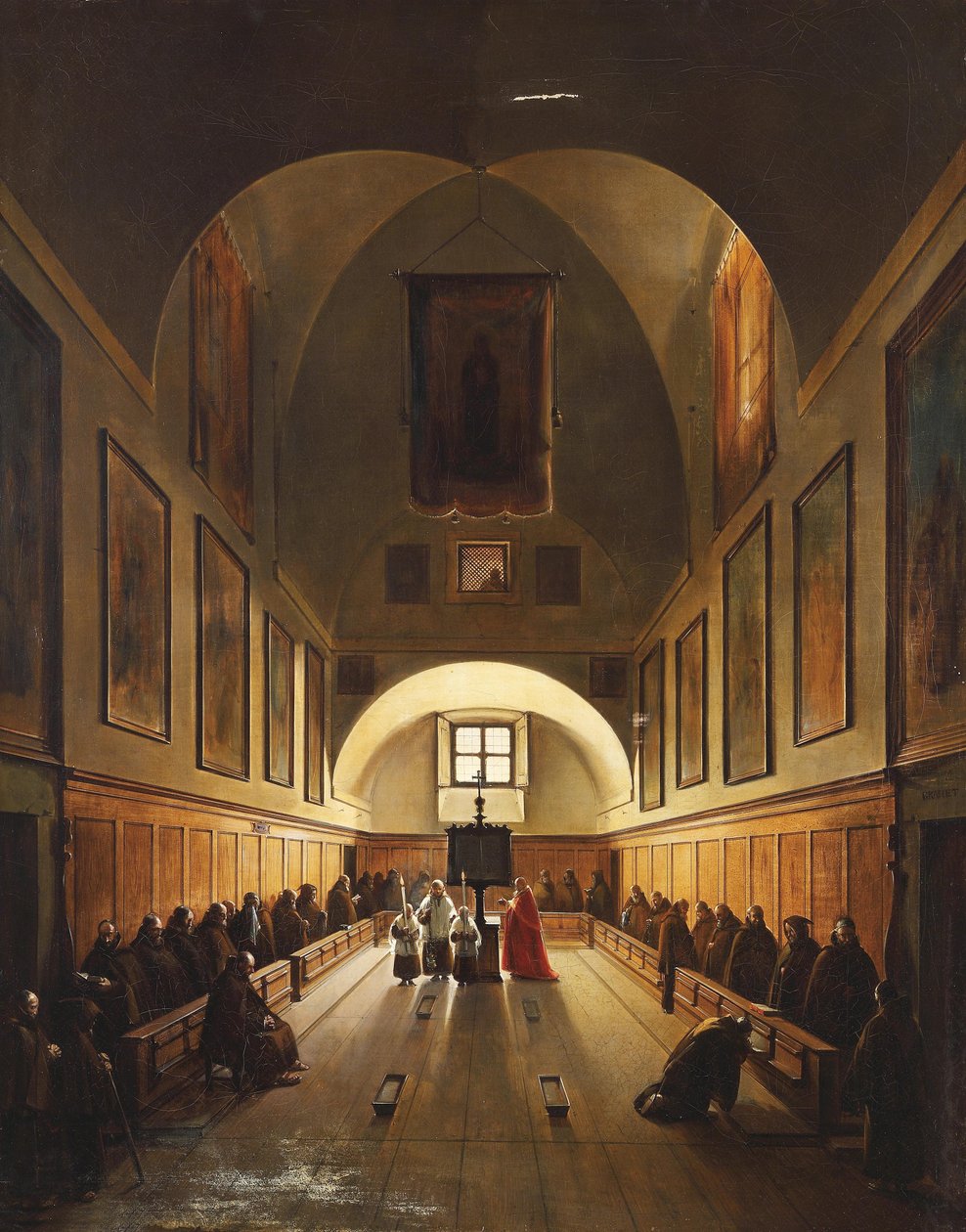 Koret i kapucinkyrkan Santa Maria Immacolata i via Veneto i Rom, signerat på portalen av Francois Marius Granet