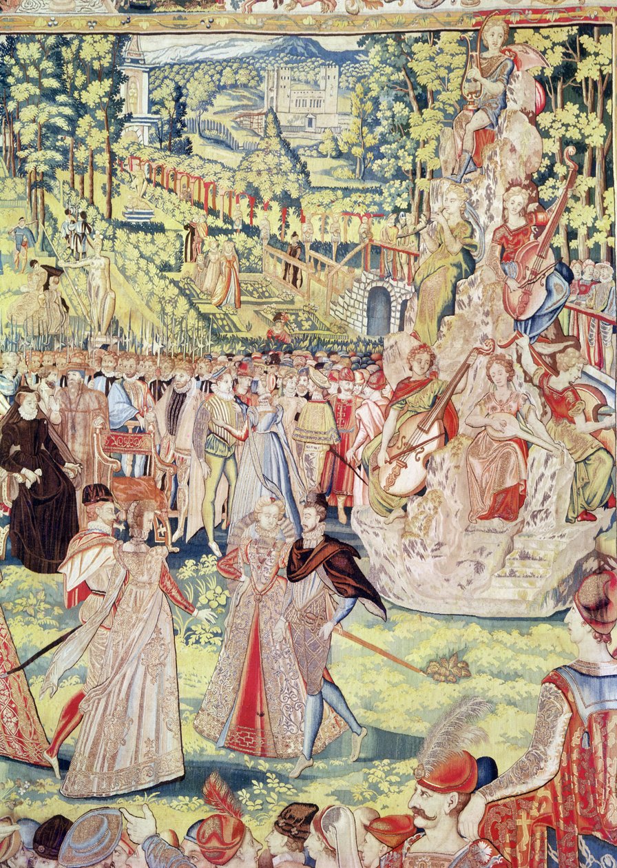 Court Fête i Paris 1573 för att hedra de polska ambassadörerna i närvaro av Catherine de Medici och Henri III (gobeläng) av François Quesnel