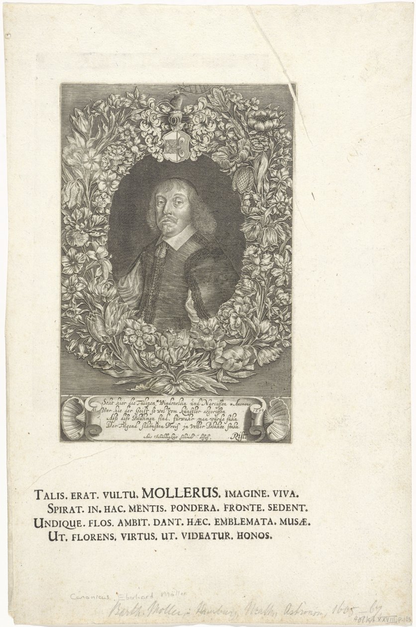Gravyr av porträttet av Barthold Möller, advokat och borgmästare i Hamburg (1643-1667) av François Stuerhelt