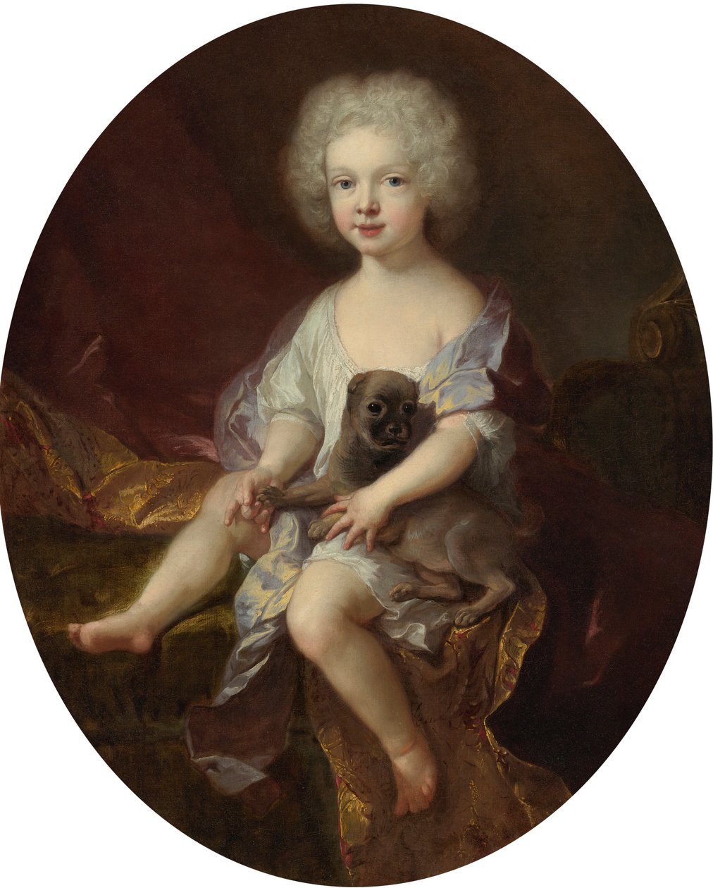 Porträtt av en ung pojke med hund av Jean François de Troy