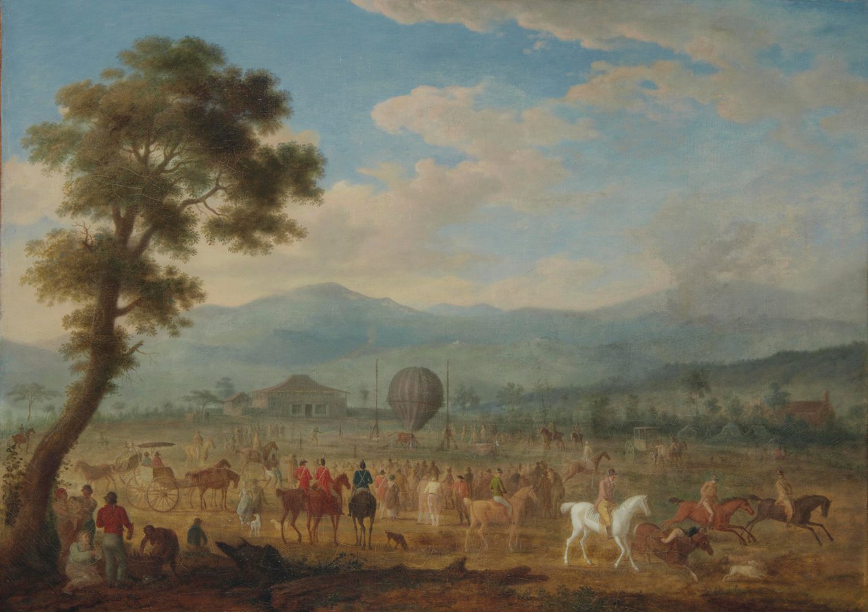 Utsikt över Jura med en luftballong av François Jules Bourgoin