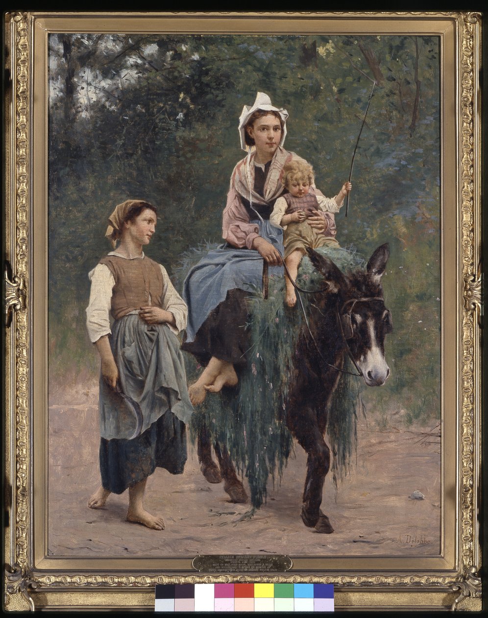 Italiensk bondefamilj, okänt datum (olja på duk) av François Alfred Delobbe
