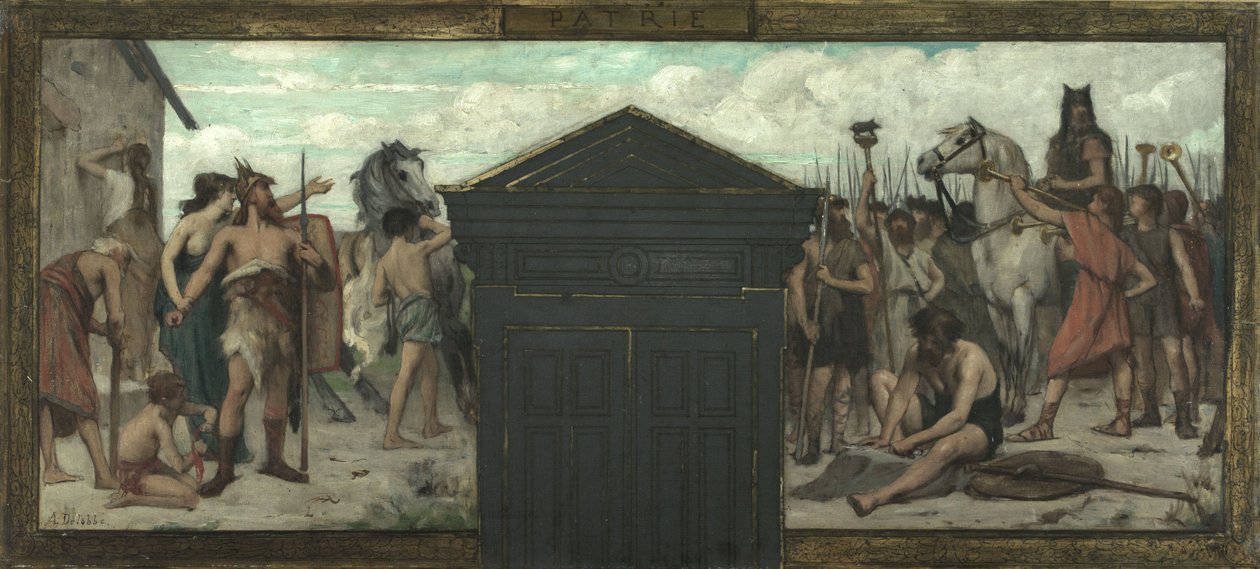 Skiss till stadshuset i 15:e arrondissementet: La Patrie, mellan 1883 och 1884 (olja på duk) av François Alfred Delobbe