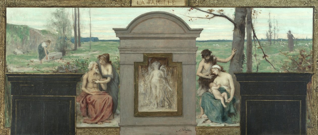 Skiss till stadshuset i 15:e arrondissementet: Familjen, mellan 1883 och 1884 (olja på duk) av François Alfred Delobbe