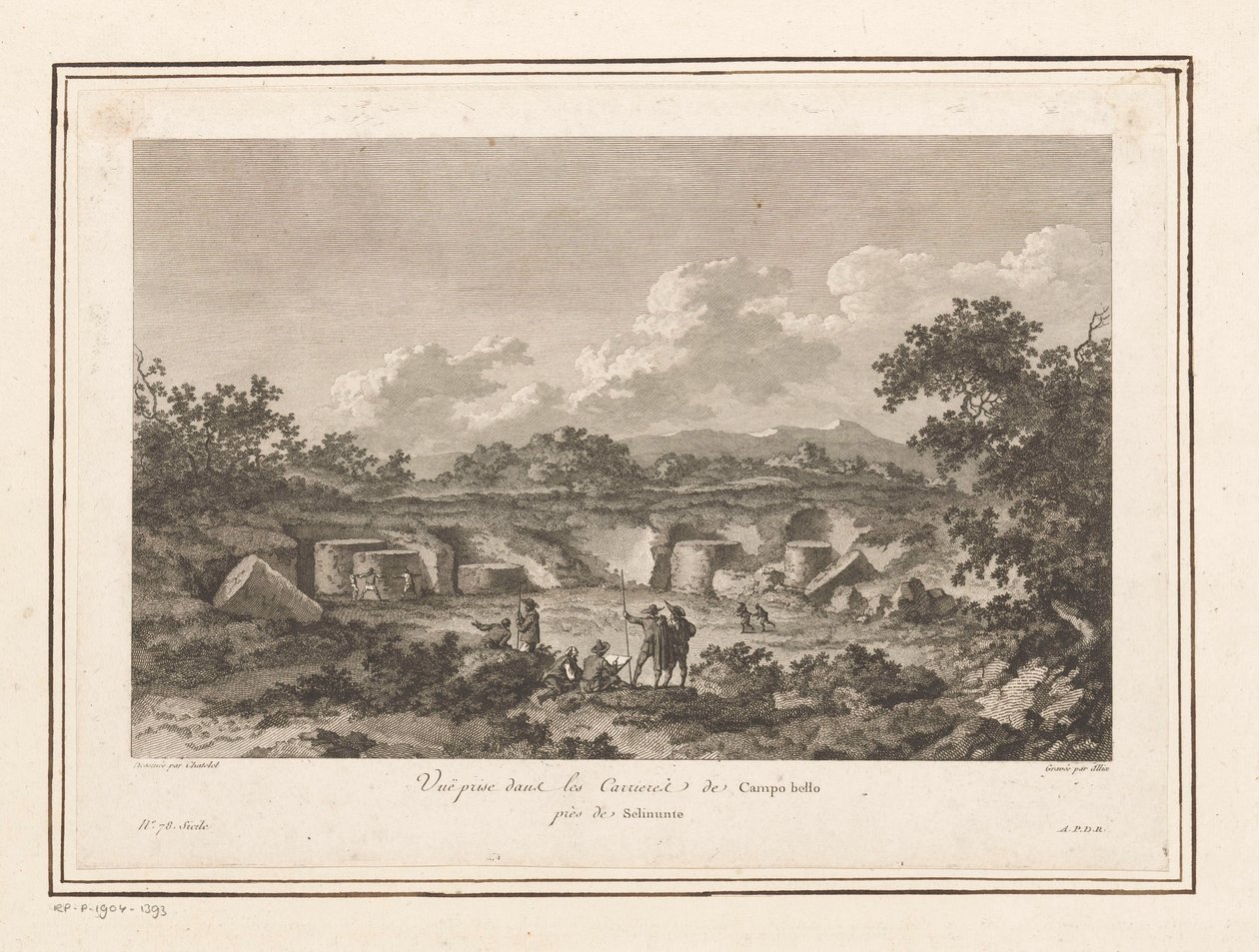 Utsikt över stenbrottet vid Campo Bello, Selinunte Vuë prize dans les Carrieres de Campo bello près de Selinunte (titel på objekt) av François Allix