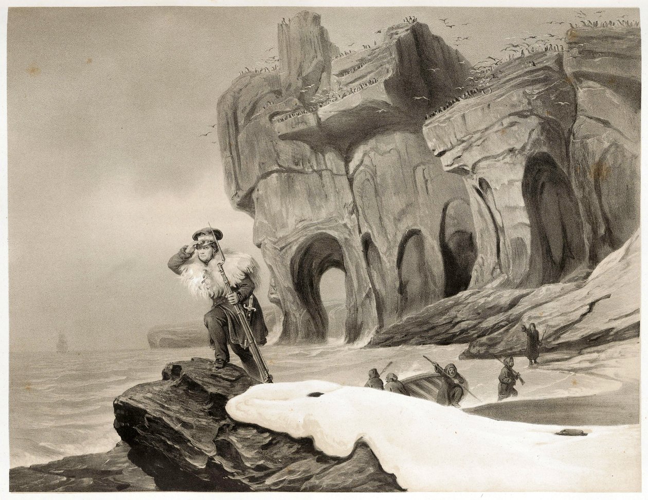 Björnön från Resor i Skandinavien, Lappland, Spetsbergen och Färöarna, pub. 1852 (gravyr) av François Auguste Biard