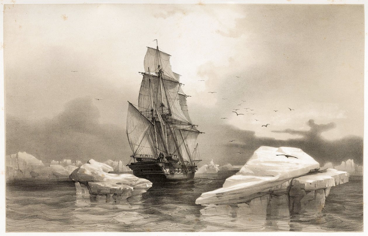 Corvette "La Recherche" nära Bear Island den 7 augusti av François Auguste Biard