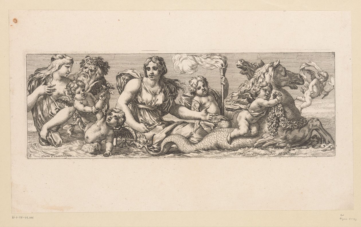 Saint Catherine med nereider, satyrer och fantastiska vidunder i vattnet Mytologiska figurer vid vattnet (serietitel) av François Bignon (attributed to)