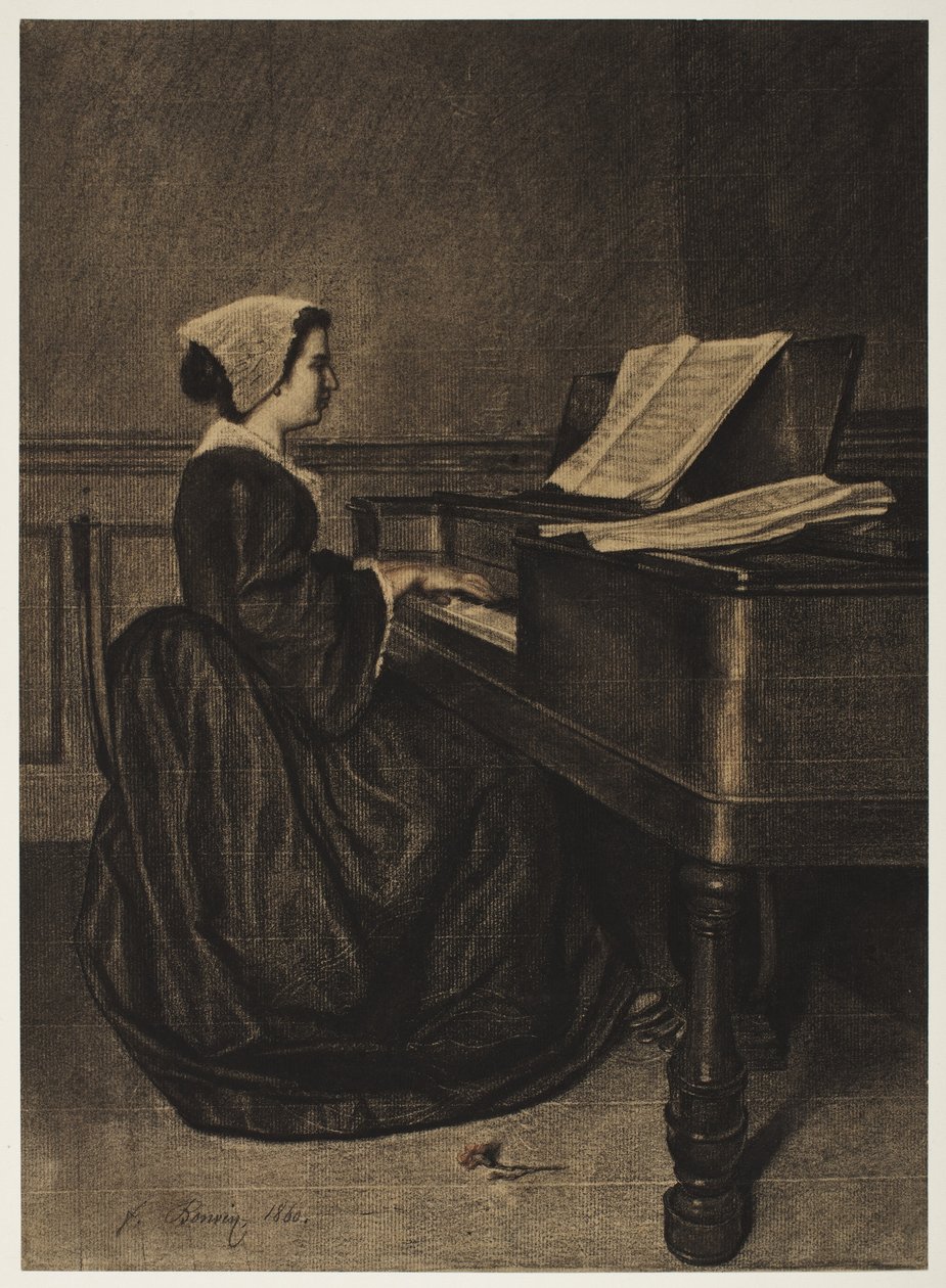 Kvinna vid Spinet, 1860. av François Bonvin