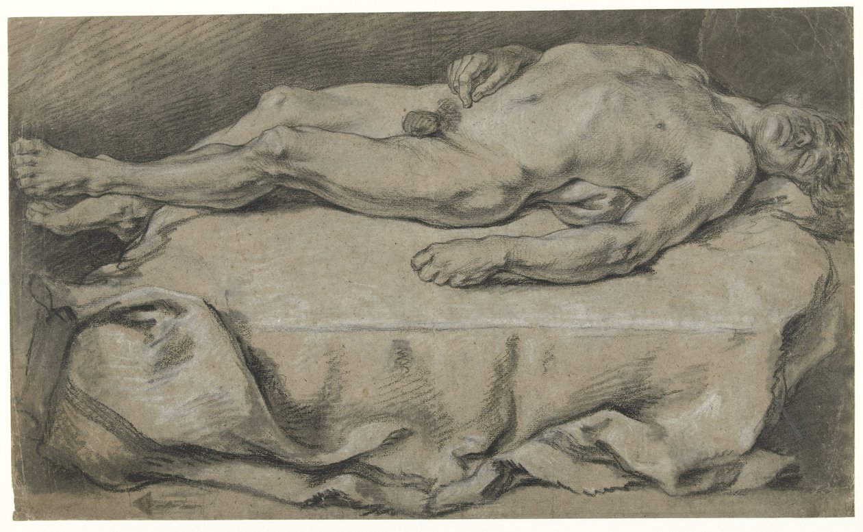 Anatomisk studie av liggande manlig naken av François Boucher (manner of)