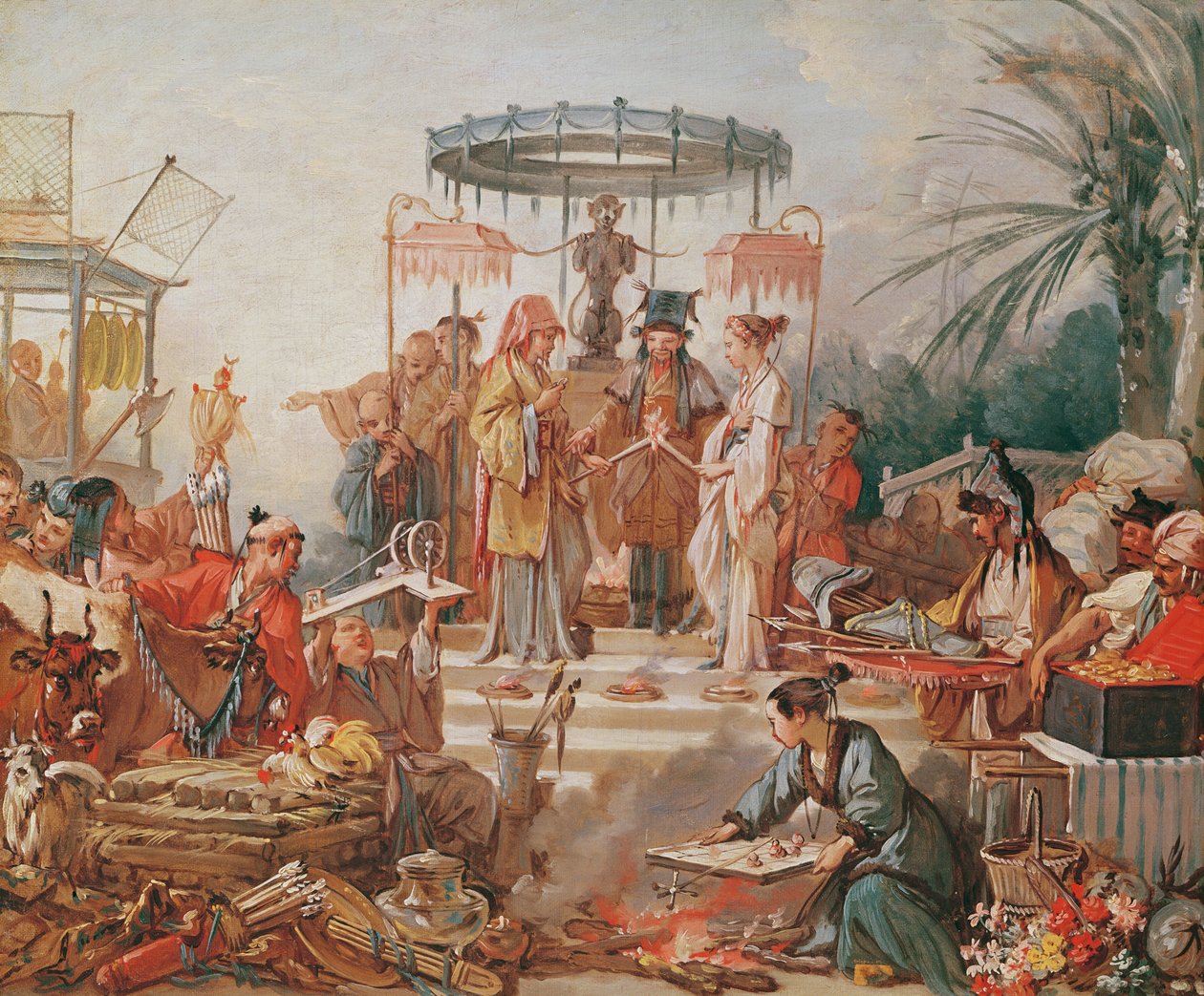 Ett kinesiskt äktenskap, studie för en tecknad gobeläng, c.1742 av François Boucher