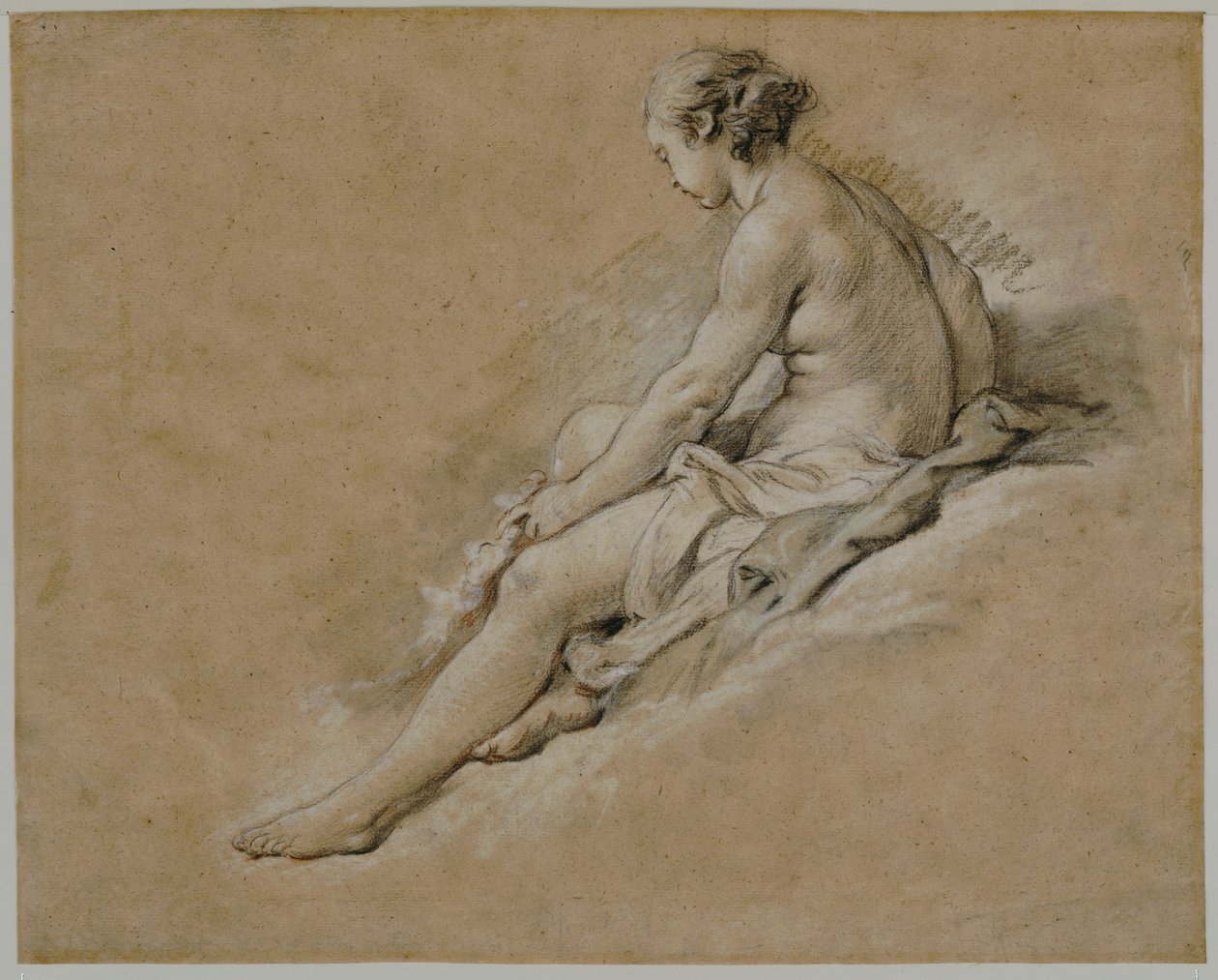 En sittande naken flicka av François Boucher