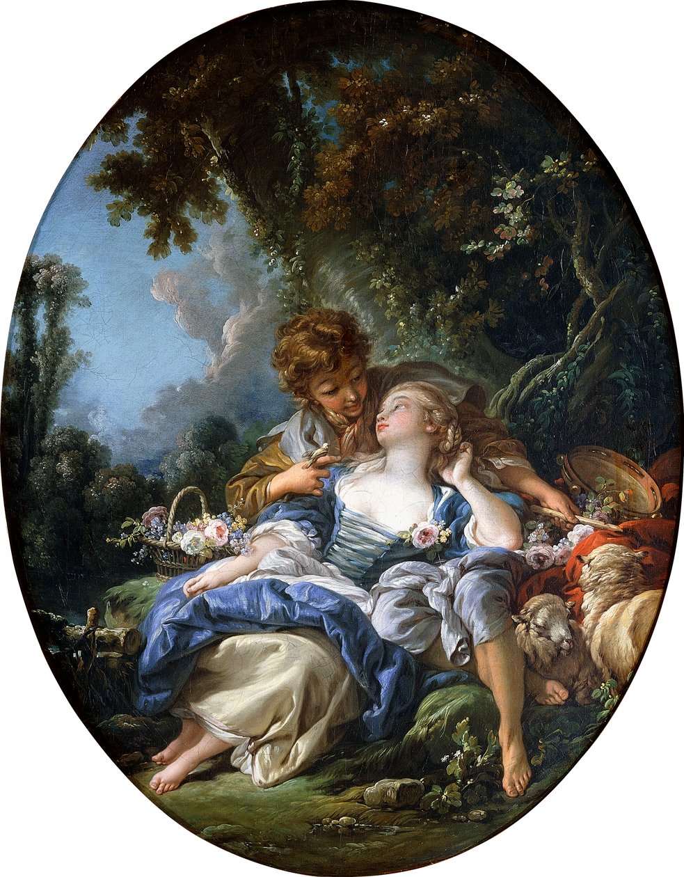 En herde och en herdinna i Dalliance i ett skogslandskap, 1761 av François Boucher