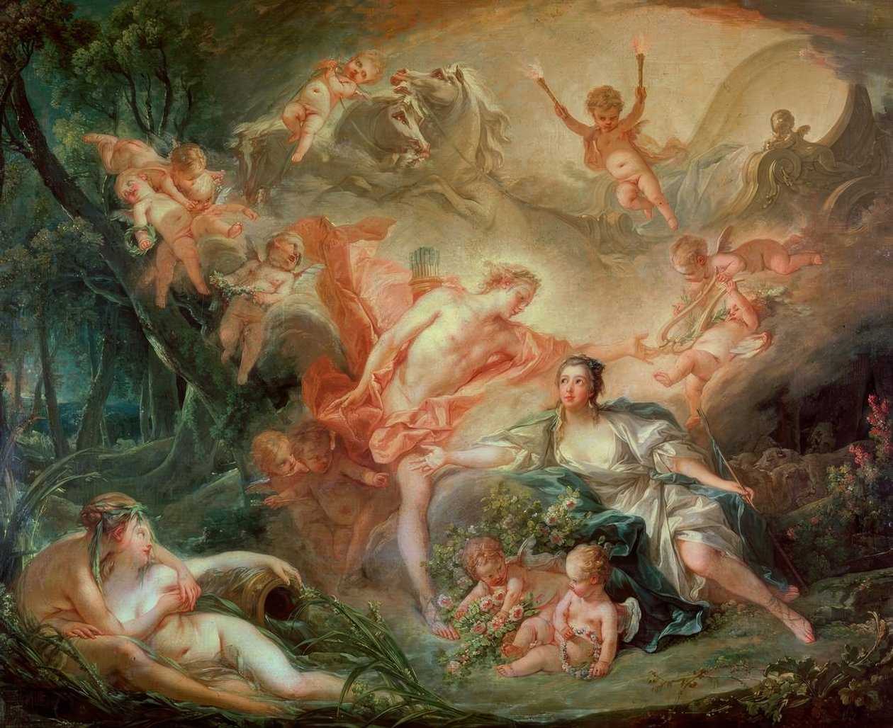 Apollo avslöjar sig själv för Isis av François Boucher