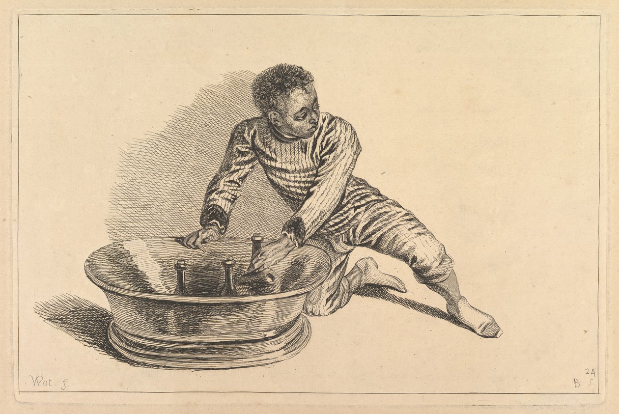 Svarta afrikanska som tar bort flaskor från en kylare, 1700-tal. av François Boucher