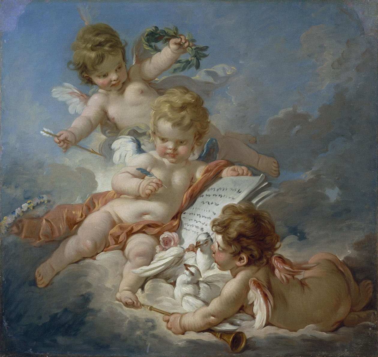 Boucher - Cupido. Allegori över poesi, 1760-talet av François Boucher