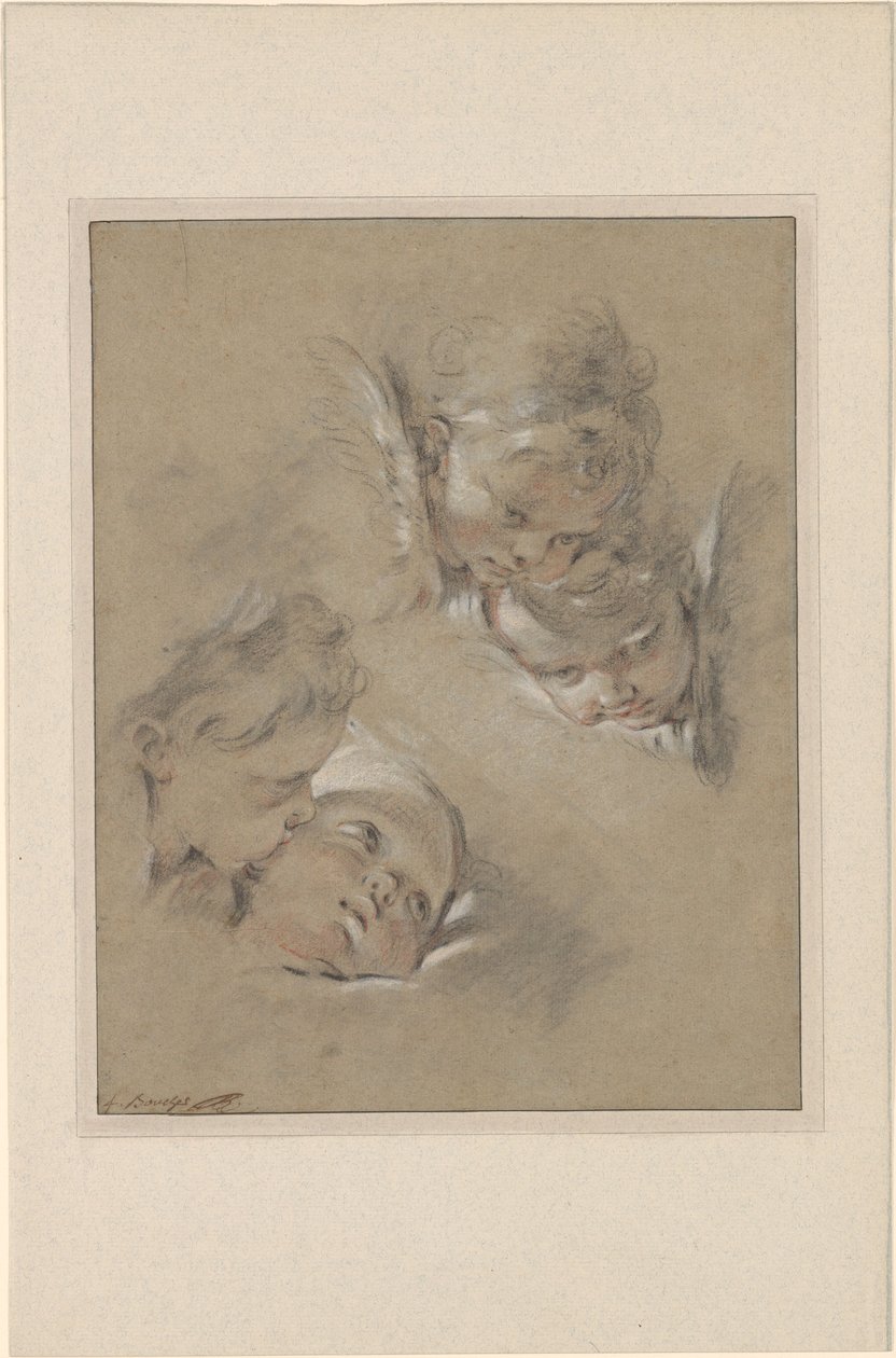 Boucher - Fyra huvuden av keruber, III, 104b av François Boucher