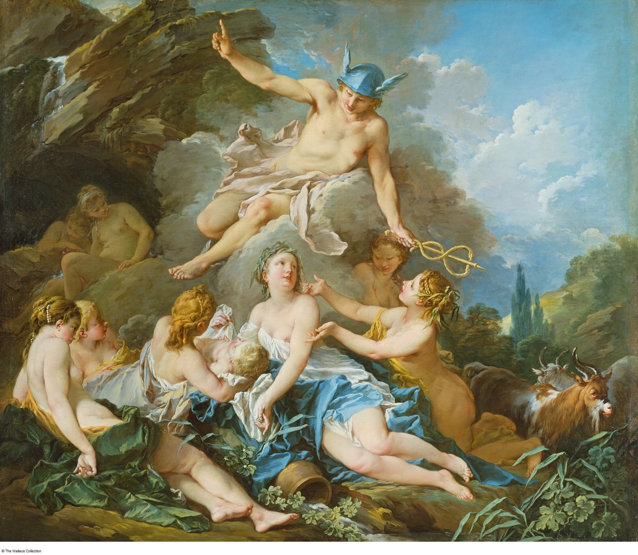 Boucher - Merkurius anförtror Bacchusbarnet till nymferna, ca 1732 - 1734 av François Boucher