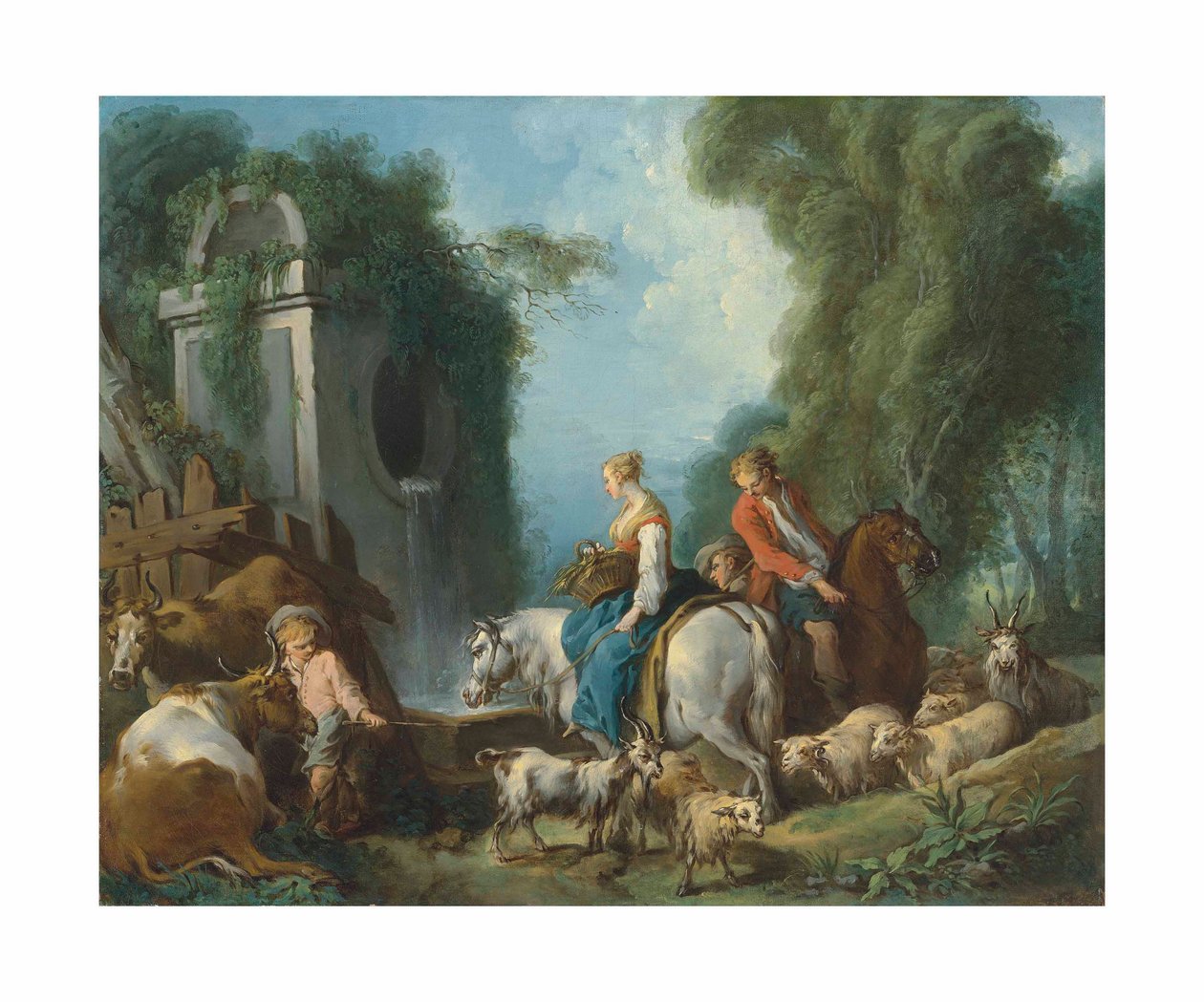 Boucher - Pastoral vid fontänen av François Boucher
